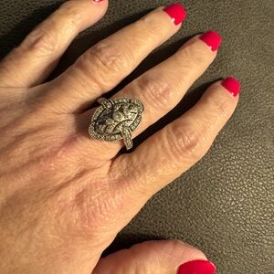 BERRICLE Sterling Silver Navette Cubic Zirconia CZ Statement Vintage Inspired